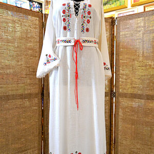Hand-embroidered traditional Bulgarian long women shirt
