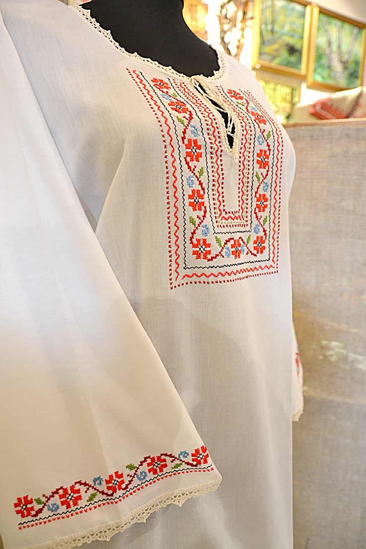 Women blouse hand made embroidery with traditional Bulgarian symbols
