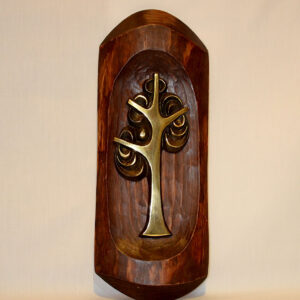 Tree of life woodcarving and brass